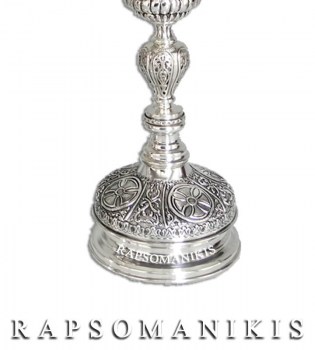 Ασημένιο Καντήλι Καθιστό - Φούσκα με Σταυρούς 30 πέτρες E 123130