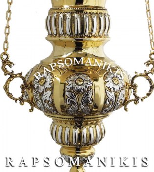 Καντήλι Κρεμαστό  Επίχρυσο Μεσαίο με Λουκια SP 112812